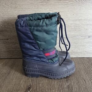 Vintage Sorel Winter Snow Boots - Navy Blue and Green- Size 11 Toddler